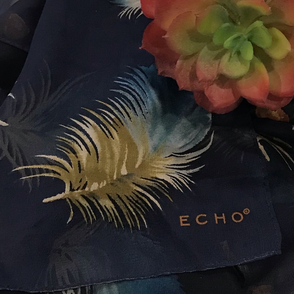 Vintage Echo Rectangular Echo Silk Sheer Scarf - image 2